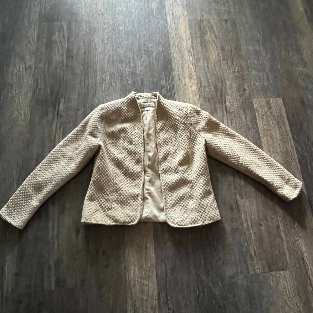 Christopher & Banks Women's Small Ivory Cream Textured Jacket Blazer Fully Lined